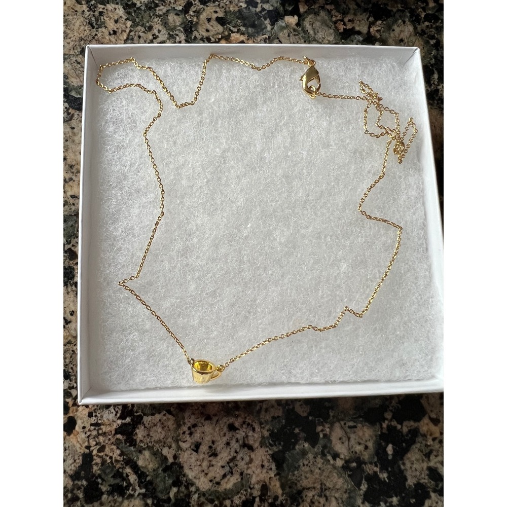 Gold Tone Teacup Pendant Necklace Dainty Cable Chain Whimsical Jewelry